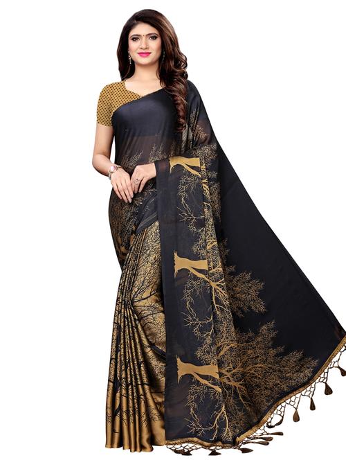 half & half printed saree with blouse - 16976761 - Very Small Image - 1