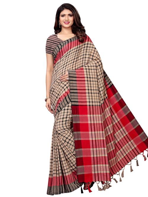 checkered woven saree with blouse - 16976770 - Very Small Image - 1