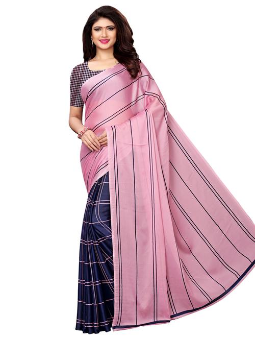 half & half printed saree with blouse - 16976778 - Very Small Image - 1