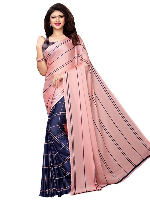 half & half printed saree with blouse - 16976779 - Very Small Image - 1