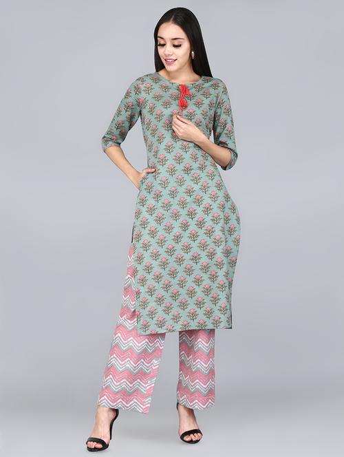floral kurta palazzo set - 16977294 - Very Small Image - 1