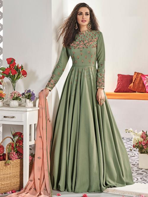 embroidered semi-stitched suit - 16977413 - Very Small Image - 1