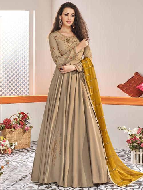 embroidered semi-stitched suit - 16977418 - Very Small Image - 1
