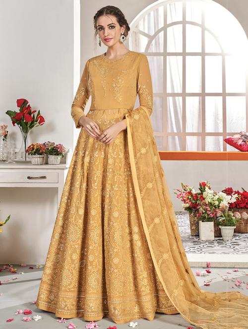 embroidered semi-stitched suit - 16977420 - Very Small Image - 1