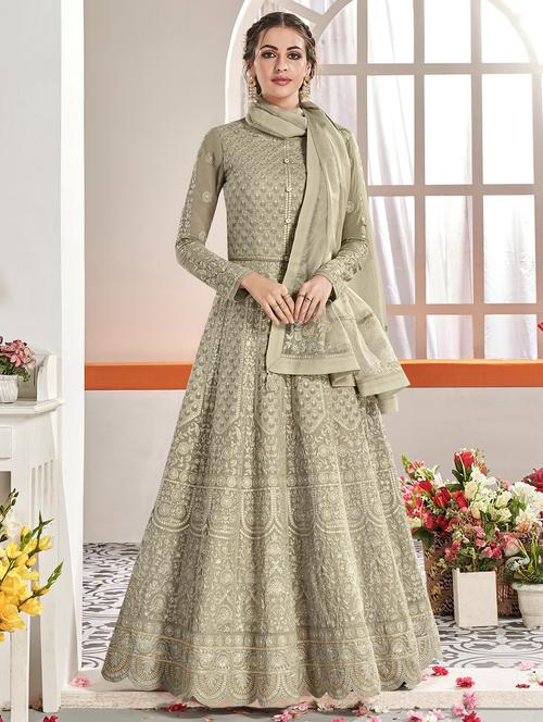 embroidered semi-stitched suit - 16977421 - Very Small Image - 1