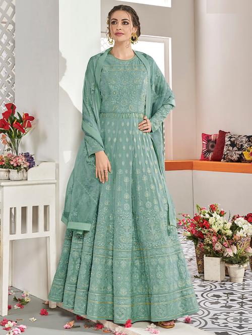 embroidered semi-stitched suit - 16977422 - Very Small Image - 1