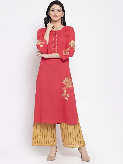 solid kurta palazzo set - 16977804 - Very Small Image - 1
