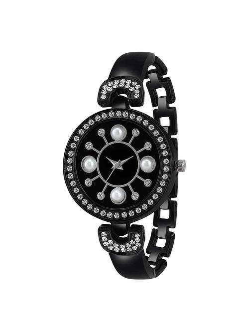 heart touching black dial white stone analog watch - 16977829 - Very Small Image - 1