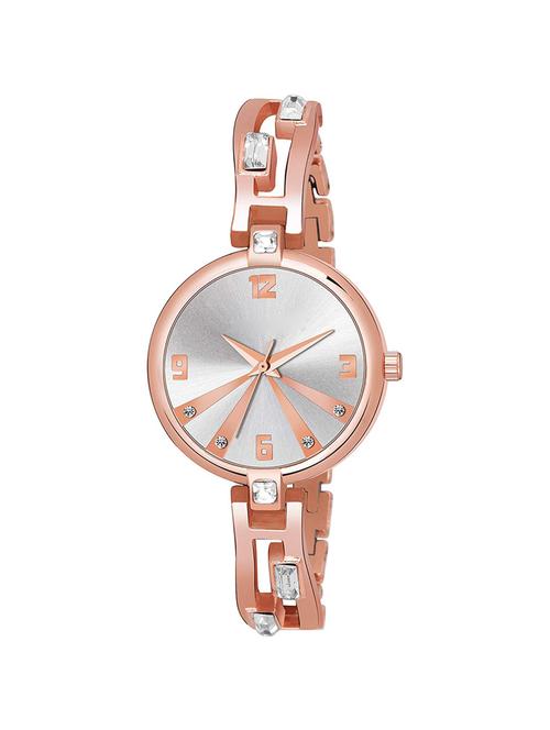 amazing new diamond silver dial & rose gold metal strap watch for girl's & women's - 16977858 - Very Small Image - 1