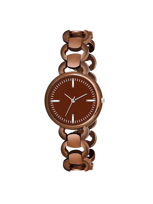 attractive brown dial & metal round chain watch for girl's & women's - 16977882 - Very Small Image - 1