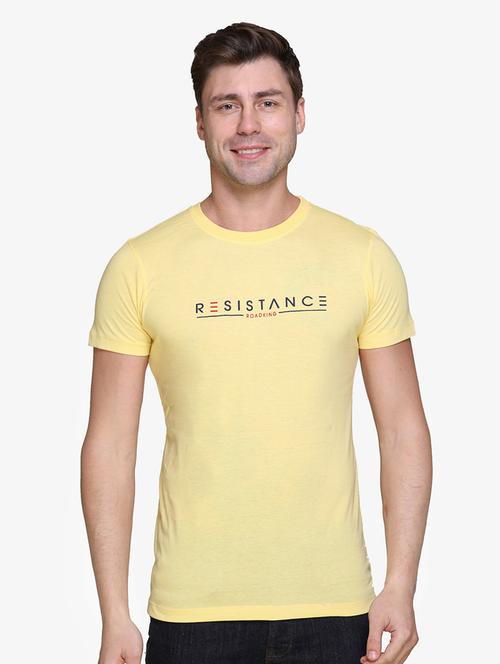 yellow typographic chest print t-shirt - 16977927 - Very Small Image - 1