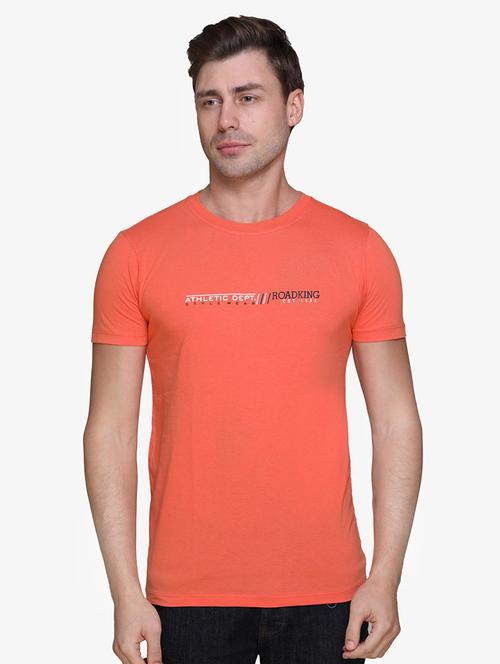 orange typographic chest print t-shirt - 16977929 - Very Small Image - 1