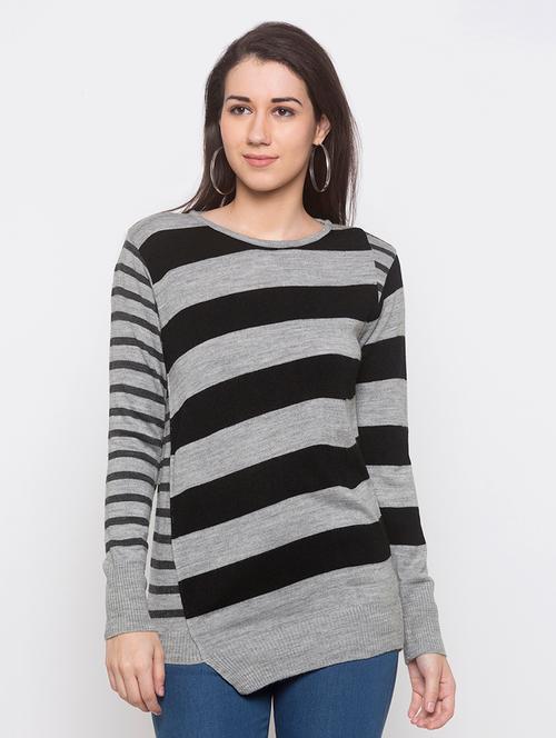 round neck striped pullover - 16978999 - Very Small Image - 1