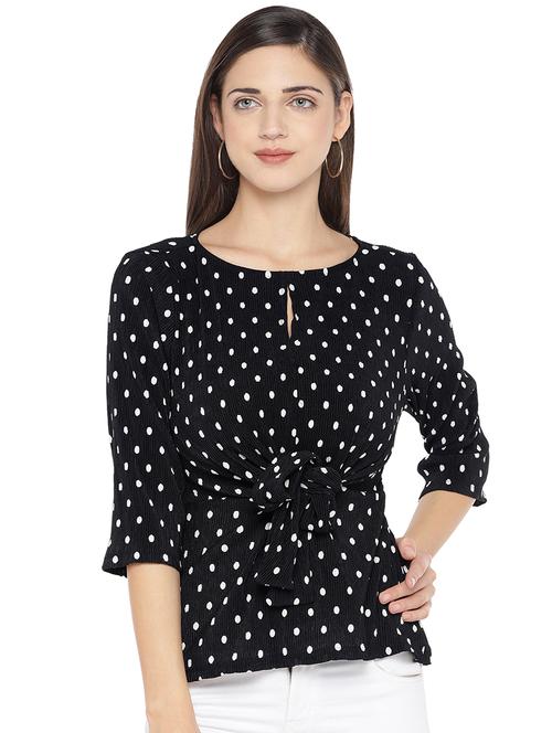 tie front polka dot top - 16979028 - Very Small Image - 1