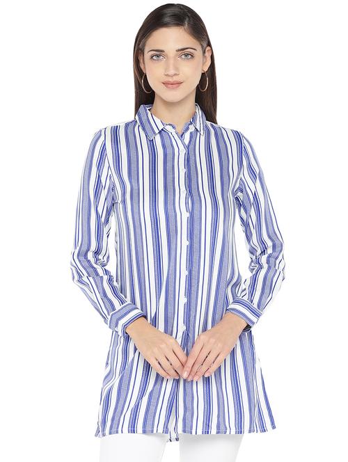 long sleeved striped shirt tunic - 16979030 - Very Small Image - 1