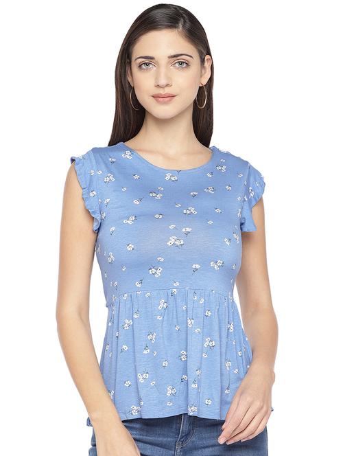 tie back floral peplum top - 16979077 - Very Small Image - 1