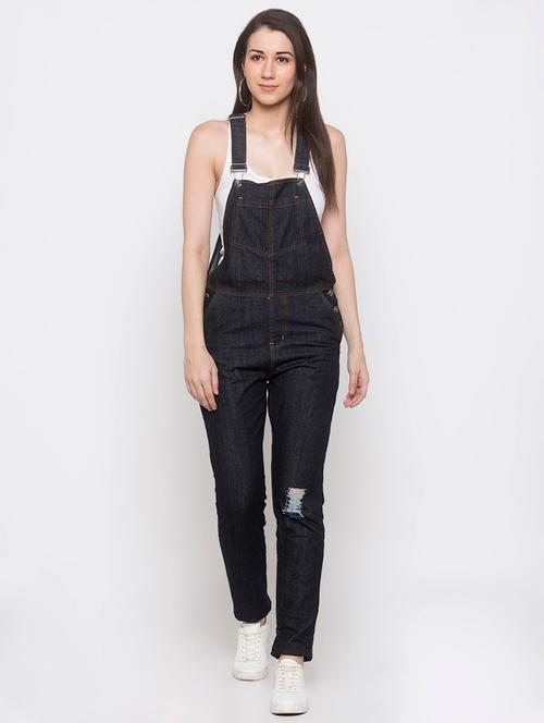 distressed denim dungaree - 16979121 - Very Small Image - 1