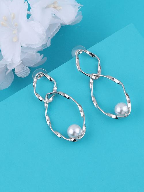 silver metal drop earring - 16979635 - Very Small Image - 1