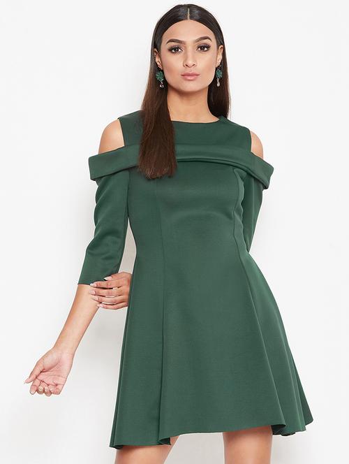 cold shoulder solid skater dress - 16981226 - Very Small Image - 1