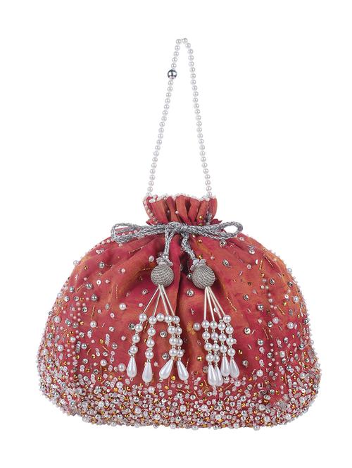 red silk quirky potli - 16981593 - Very Small Image - 1