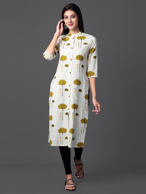 floral print straight kurta - 16981621 - Very Small Image - 1