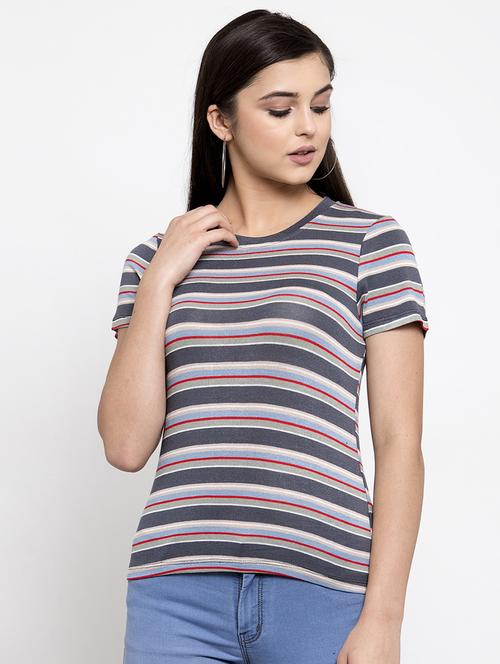 round neck striped tee - 16981654 - Very Small Image - 1