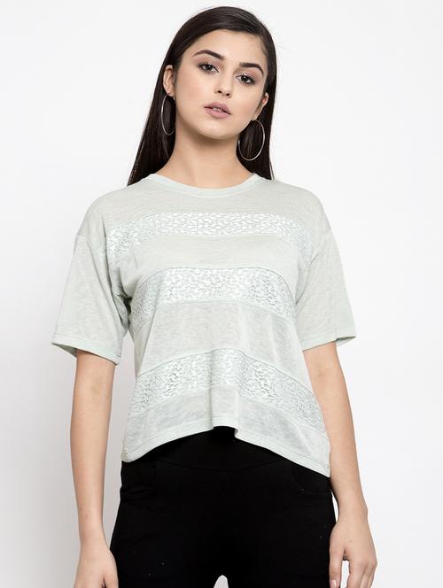 lace insert melange top - 16981661 - Very Small Image - 1