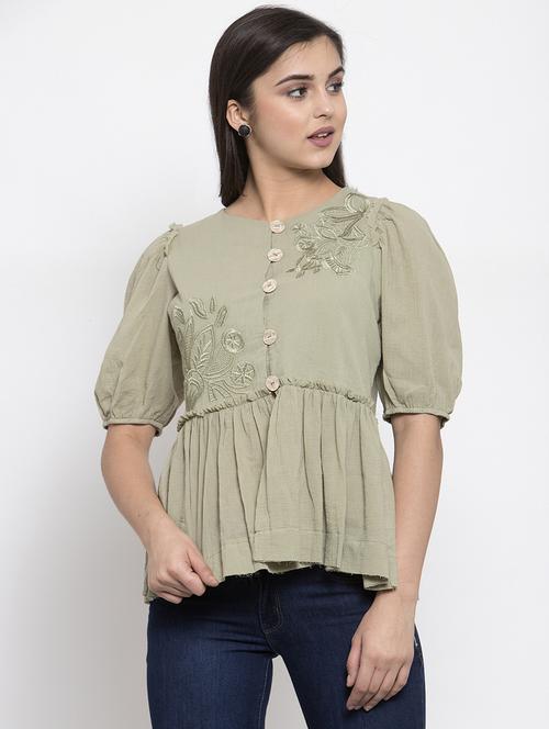 embroidered a-line top - 16981689 - Very Small Image - 1