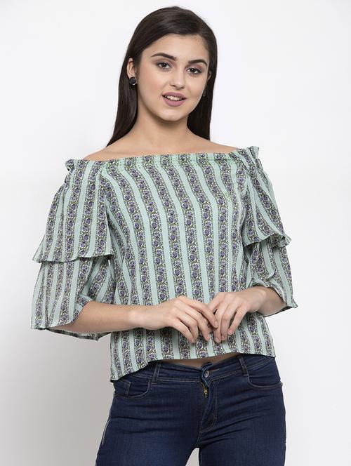 layered sleeves boat neck top - 16981699 - Very Small Image - 1