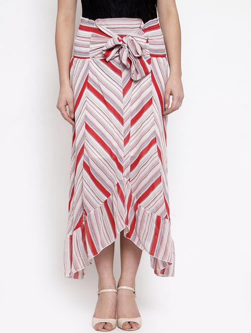 tie front asymmetric striped skirt - 16982008 - Very Small Image - 1