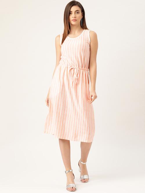 drawstring waist striped a-line dress - 16982127 - Very Small Image - 1