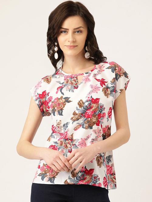 keyhole neck floral top - 16982150 - Very Small Image - 1