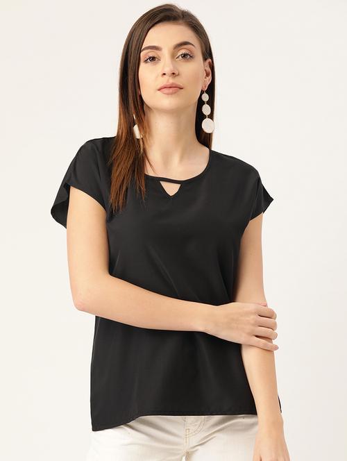 cap sleeves keyhole neck top - 16982151 - Very Small Image - 1