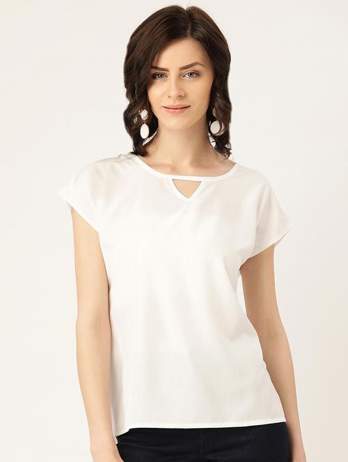 cap sleeves keyhole neck top - 16982152 - Very Small Image - 1