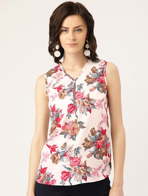 v neck floral top - 16982160 - Very Small Image - 1