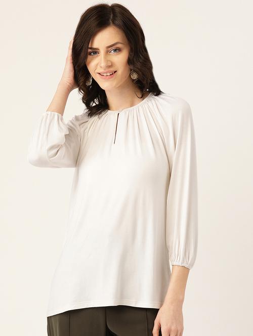 keyhole neck solid top - 16982167 - Very Small Image - 1