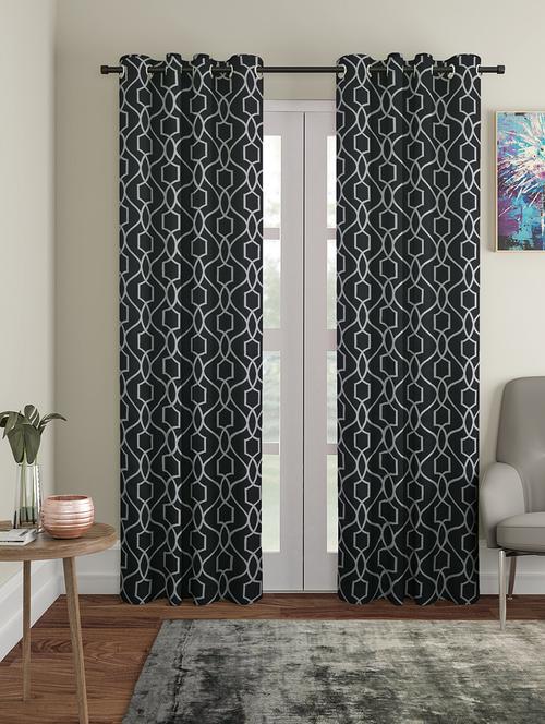 printed blackout fabric door curtain (set of 2) - 16983299 - Very Small Image - 1
