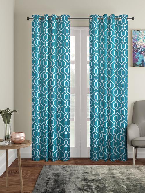 printed blackout fabric long door curtain (set of 2) - 16983306 - Very Small Image - 1