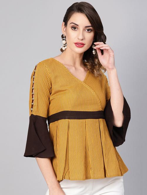 bell sleeves striped a-line top - 16983764 - Very Small Image - 1