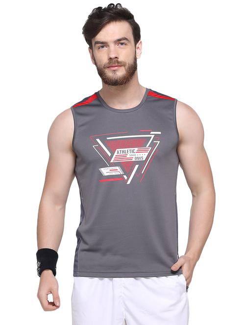 grey chest printed t-shirt - 16983942 - Very Small Image - 1