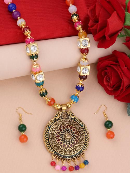 multi colored metal long necklace - 16983962 - Very Small Image - 1
