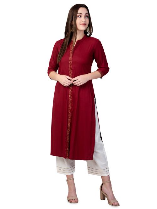 solid straight kurta - 16986650 - Very Small Image - 1