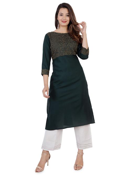 yoke embroidered straight kurta - 16986661 - Very Small Image - 1