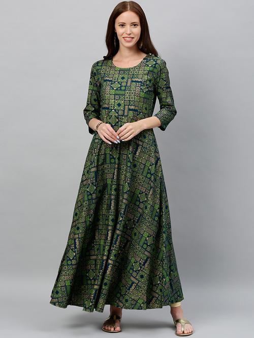 foil print anarkali ethnic dress - 16987244 - Very Small Image - 1