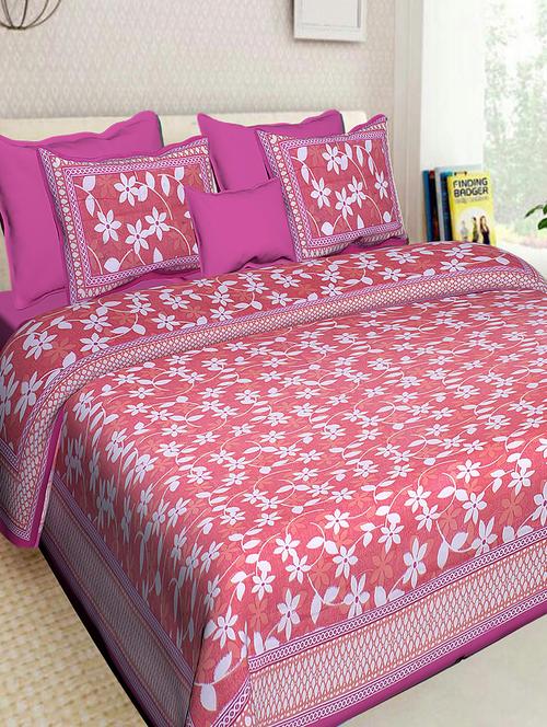 frajasthani jaipuri cotton double bed bedsheet with 2 pillow cover - 16987511 - Very Small Image - 1