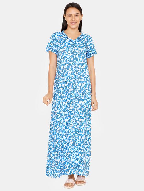 v neck floral nighty - 16987763 - Very Small Image - 1