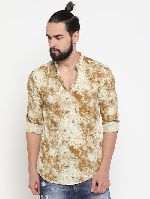yellow tie & dye print short kurta - 16987972 - Very Small Image - 1
