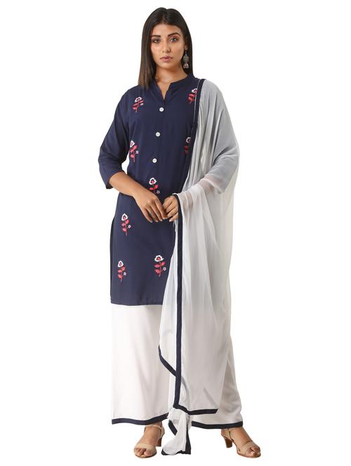 embroidered kurta palazzo set - 16987985 - Very Small Image - 1