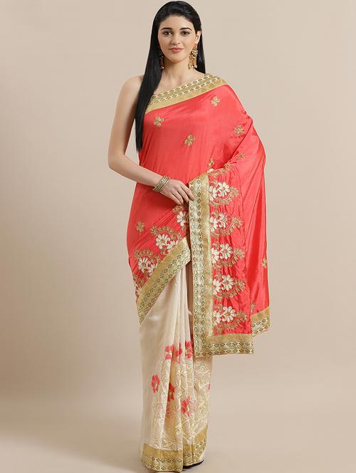 embroidered half & half saree with blouse - 16988407 - Very Small Image - 1