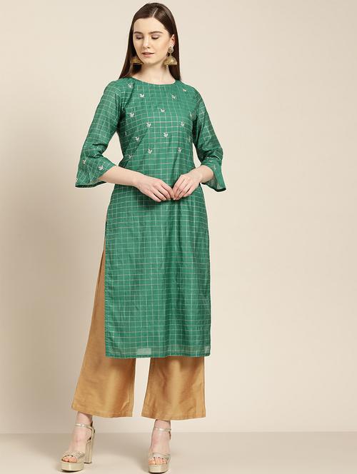 checkered traight kurta - 16989115 - Very Small Image - 1